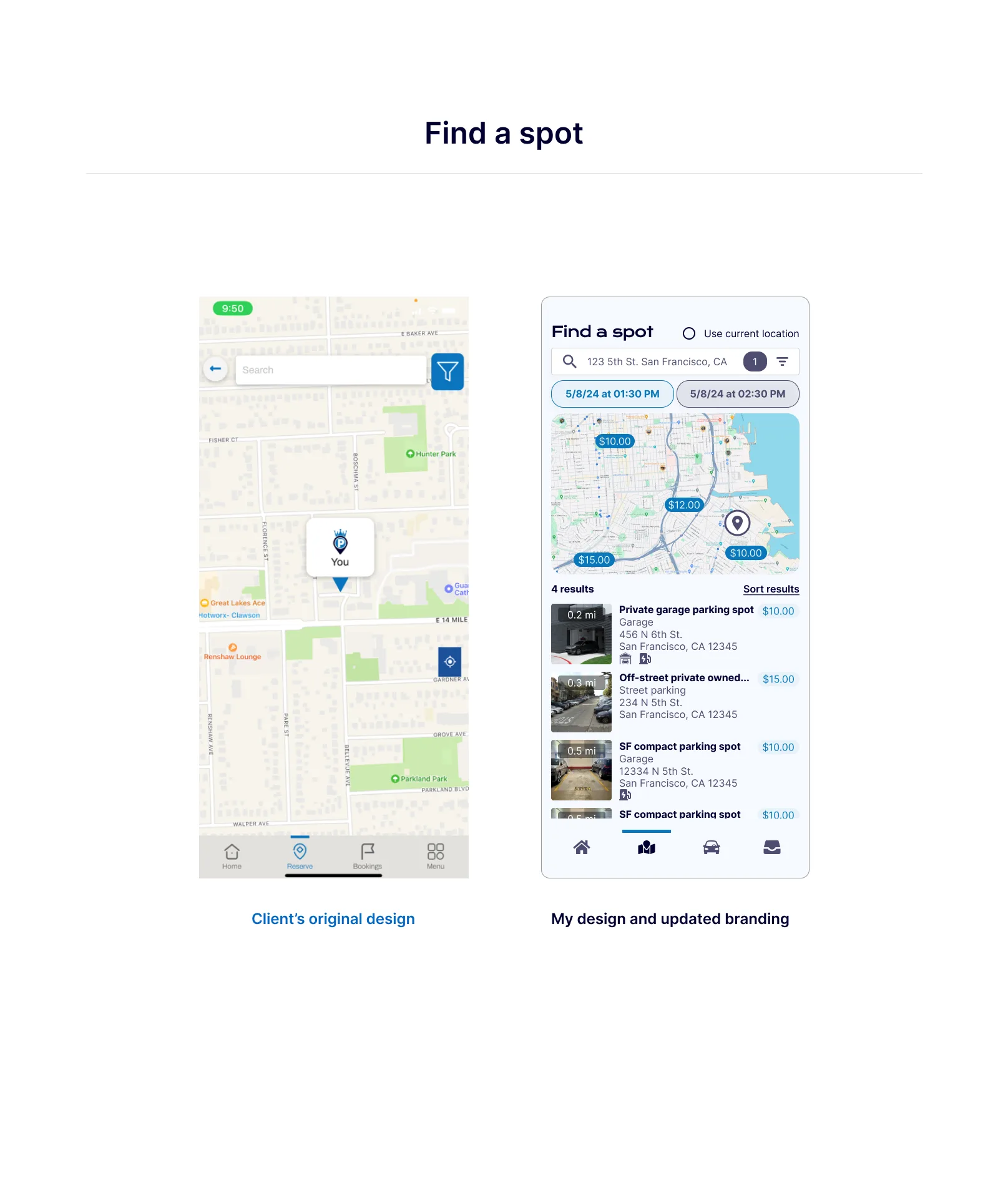 Find a spot redesign