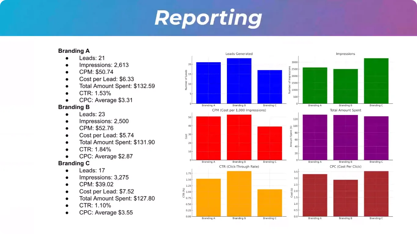 Snapshot of the reportings and graphs